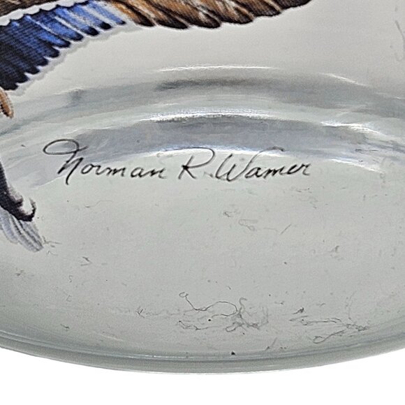 Vtg West Virginia Glass Norman R Warner Signed Glasses Pheasant Mallard Grouse - Picture 6 of 16